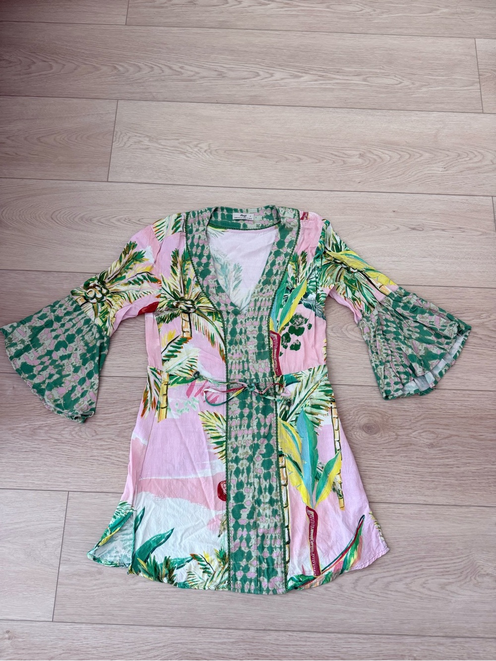 Maaji Pink Green Tropical Print Swim Coverup